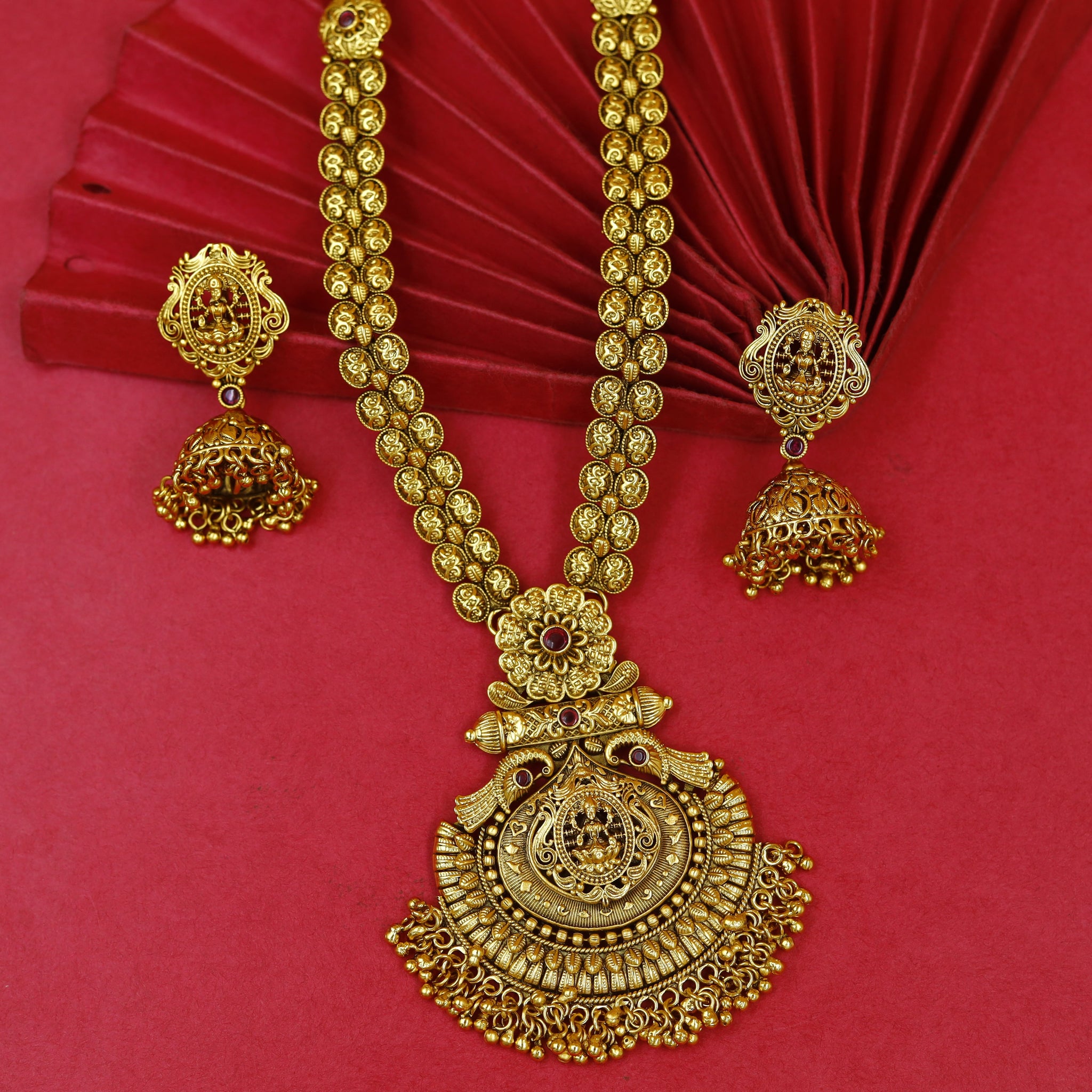 Long Neck Temple Necklace Set 18442-28