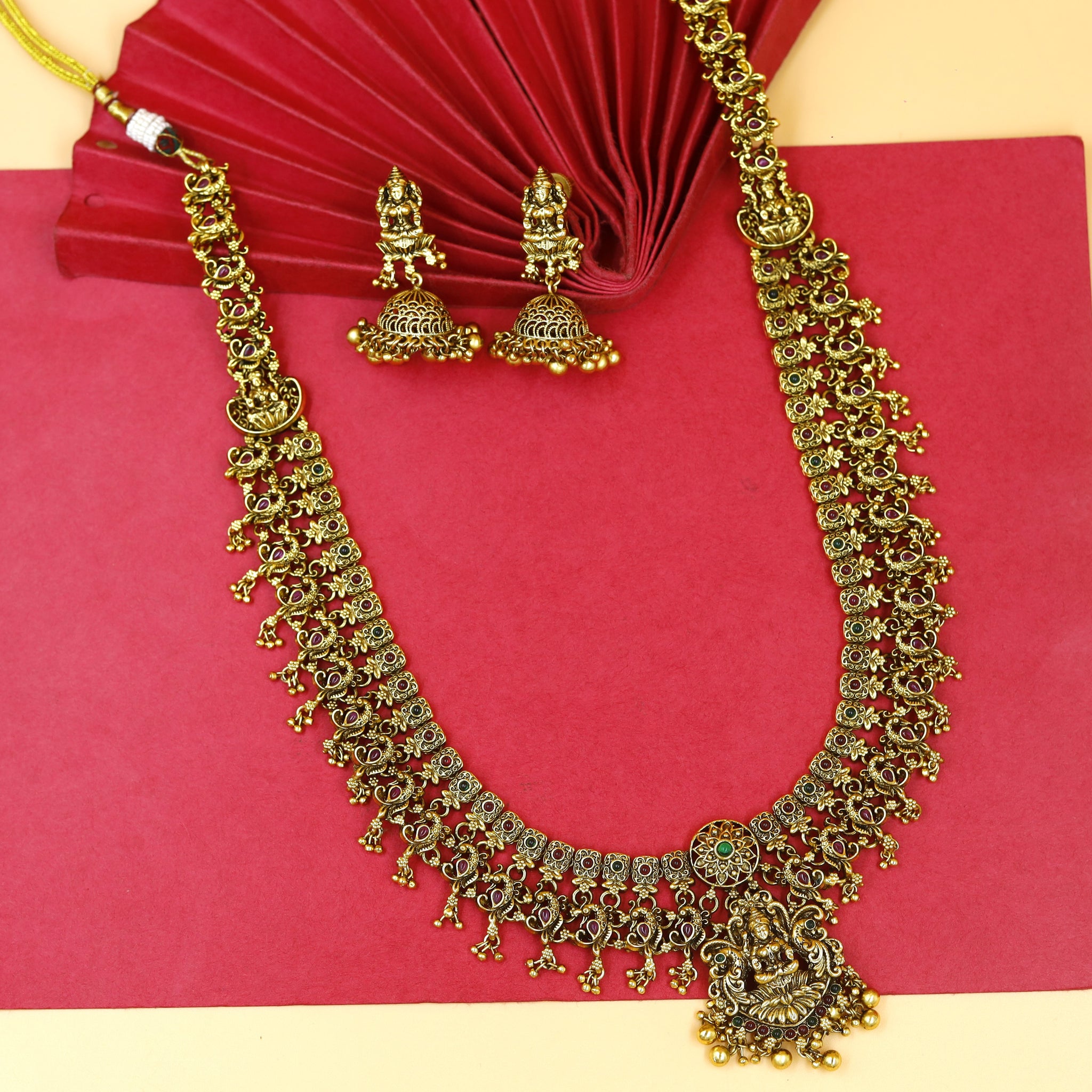 Long Neck Temple Necklace Set 18464-28