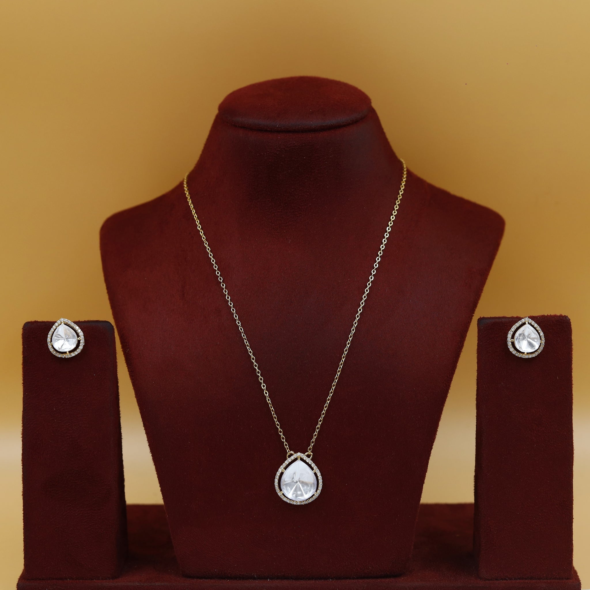 Moissanite Kundan Pendant Set 18258-34