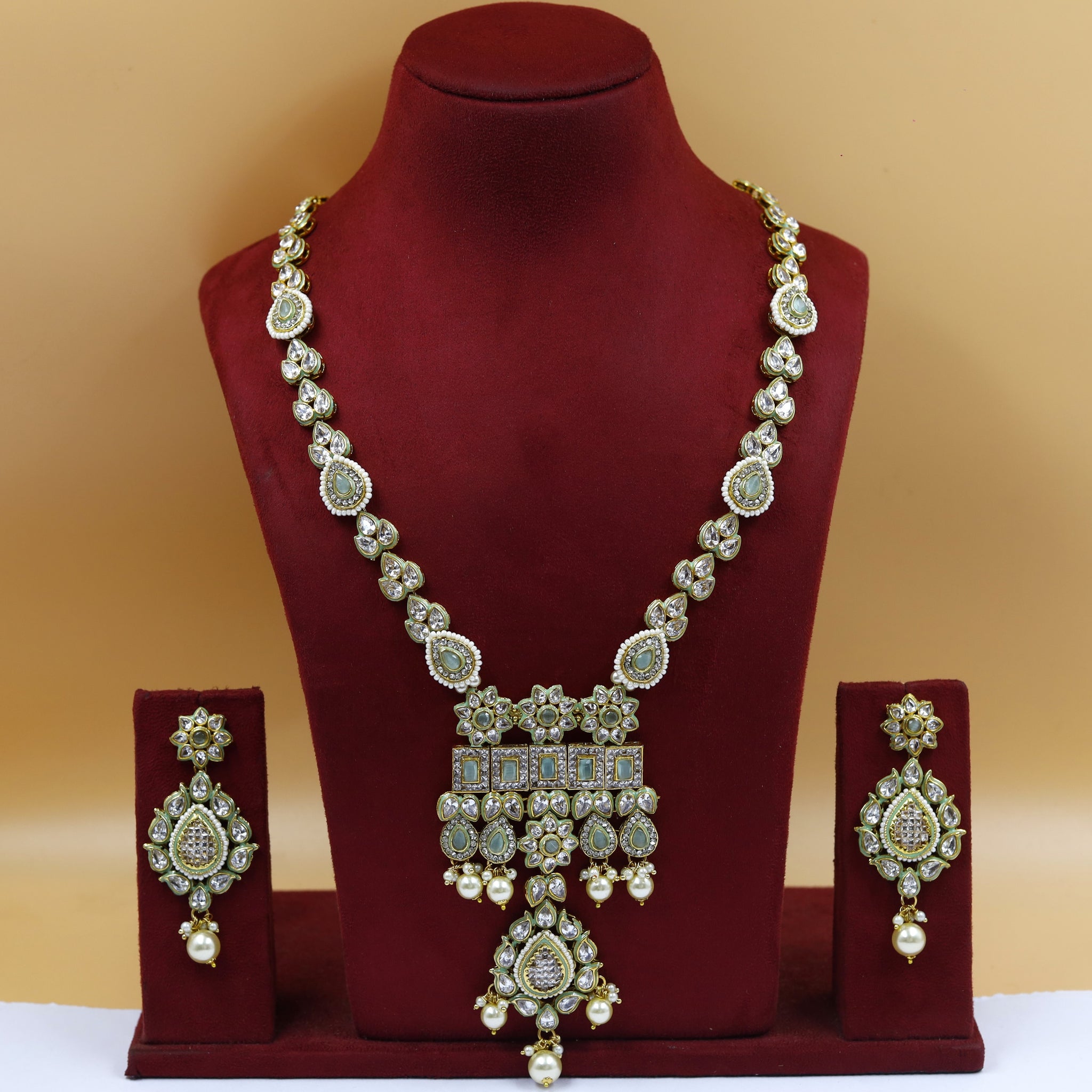 Polki Long  Necklace Set 17467-4640