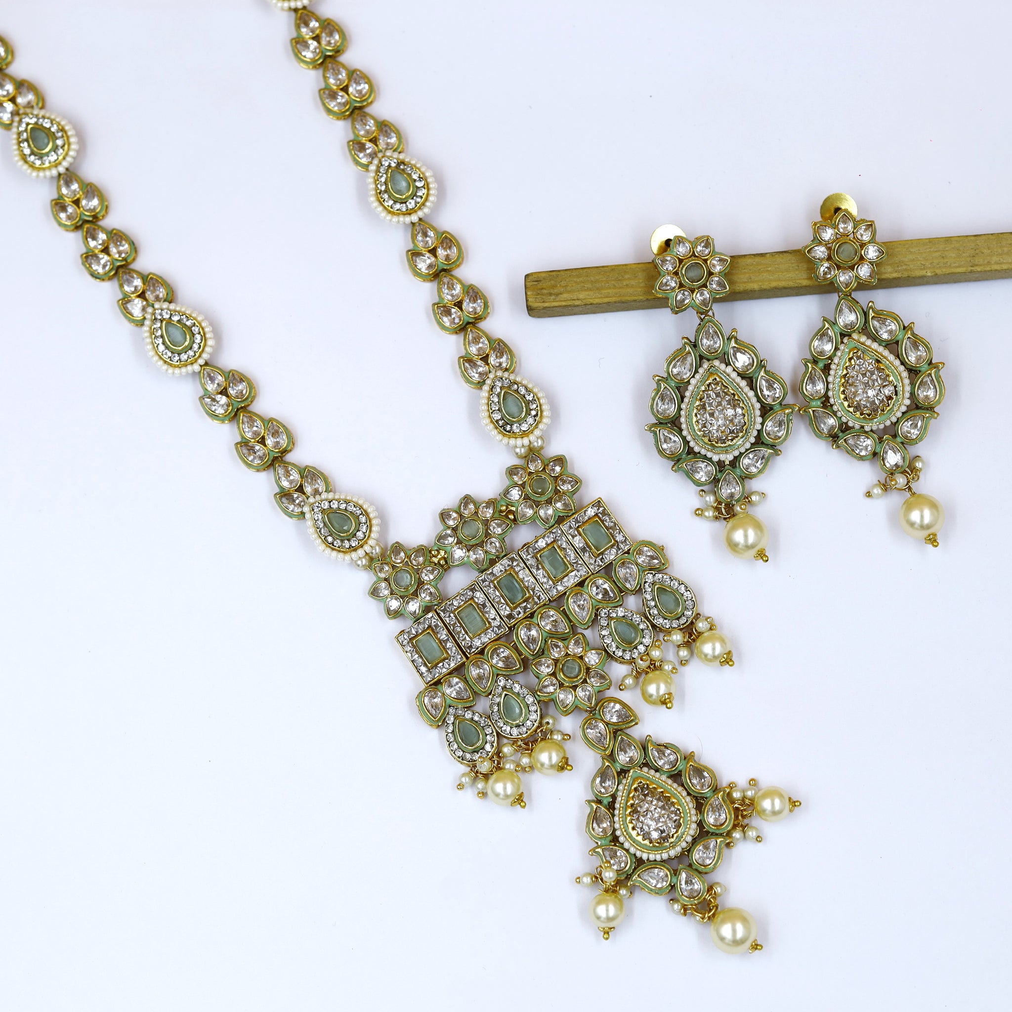 Polki Long  Necklace Set 17467-4640