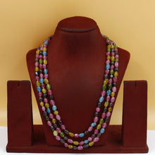Three Line Multi Color Pearl Necklace Set 14980-80