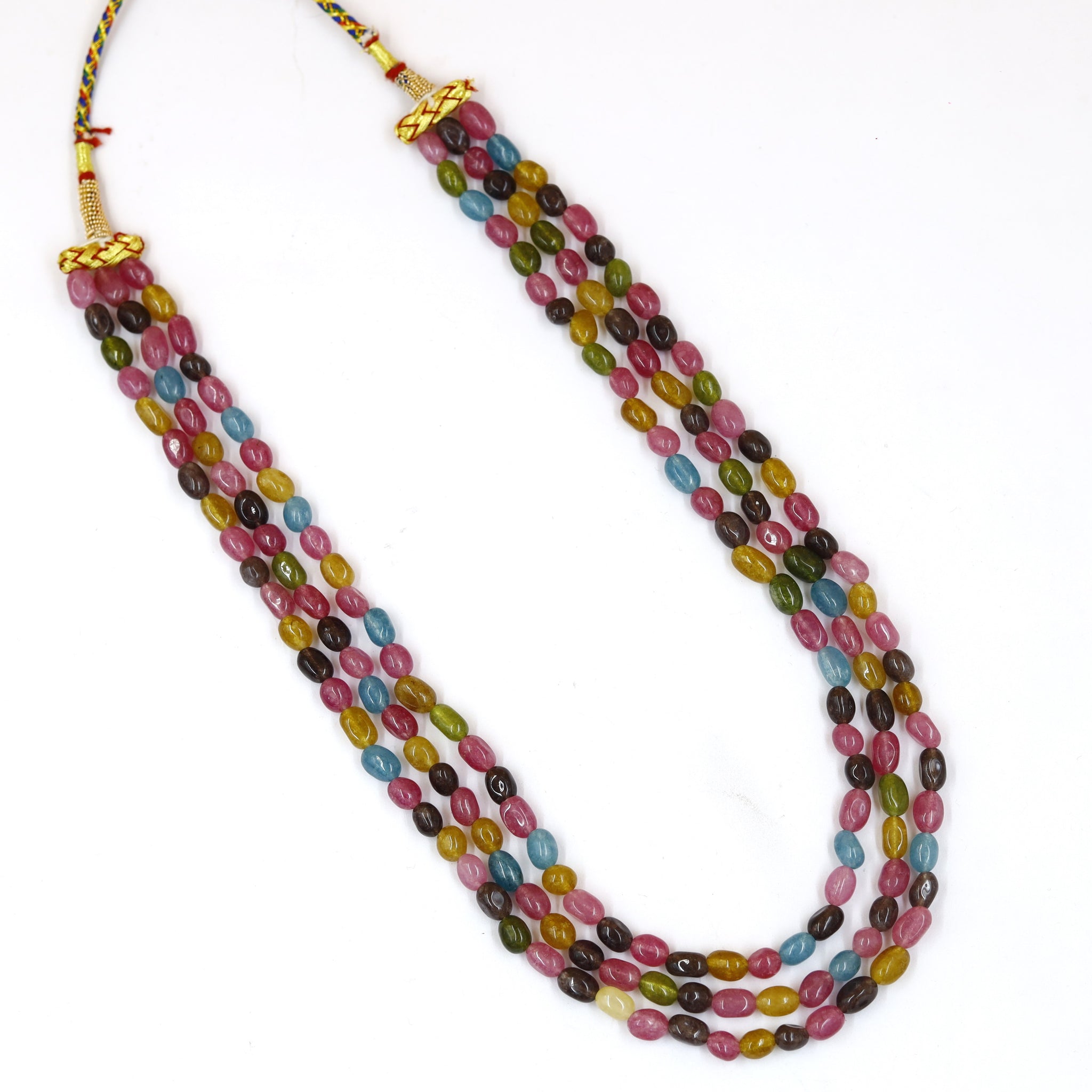 Three Line Multi Color Pearl Necklace Set 14980-80