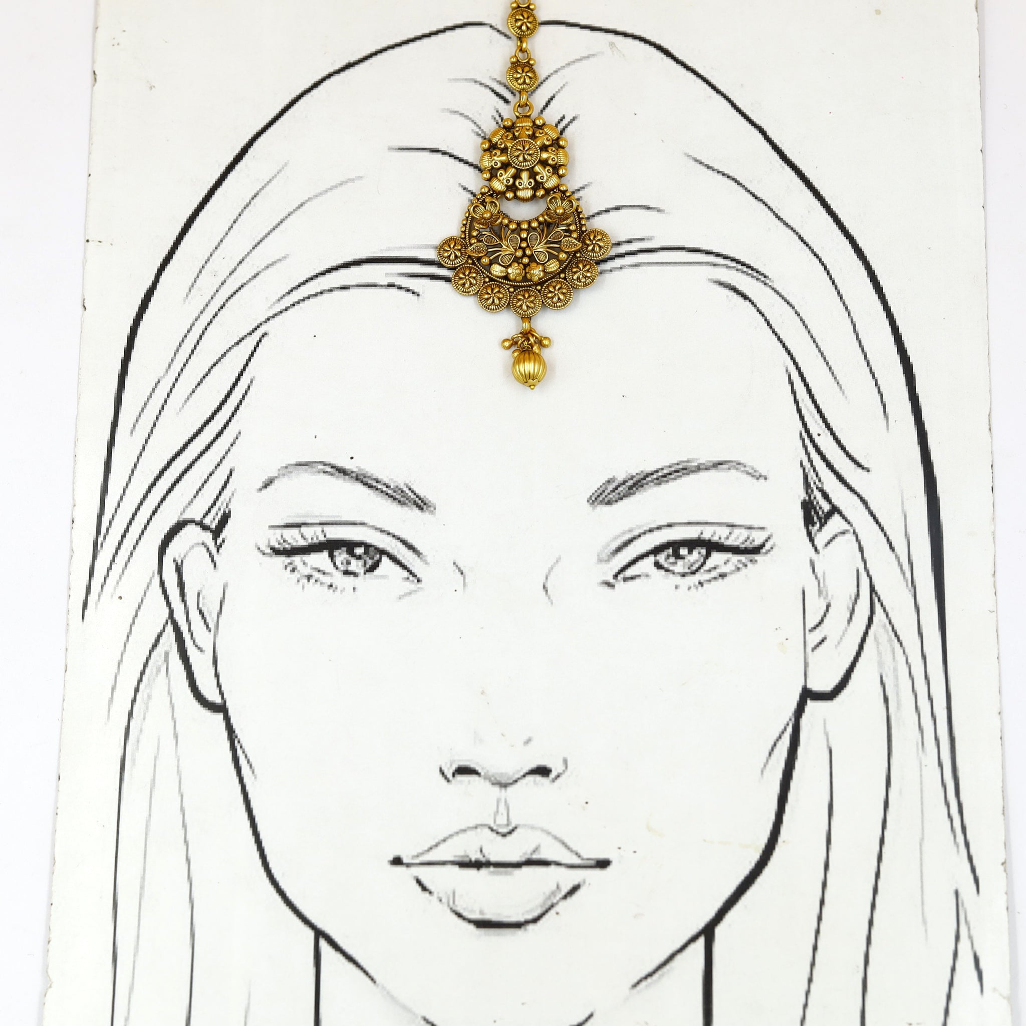 Antique Gold Finish Maang Tikka 18675-100