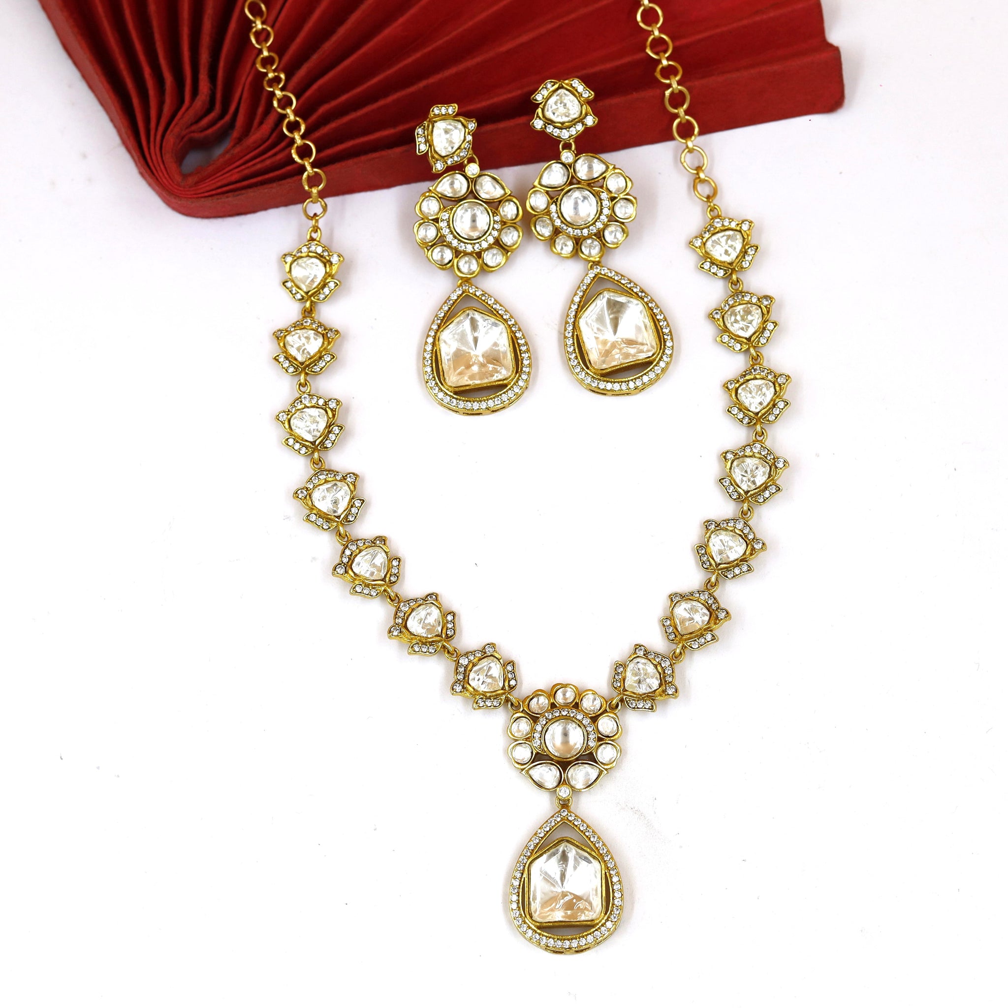 Sabyasachi Inspired Round Neck Kundan Necklace Set 10580-87