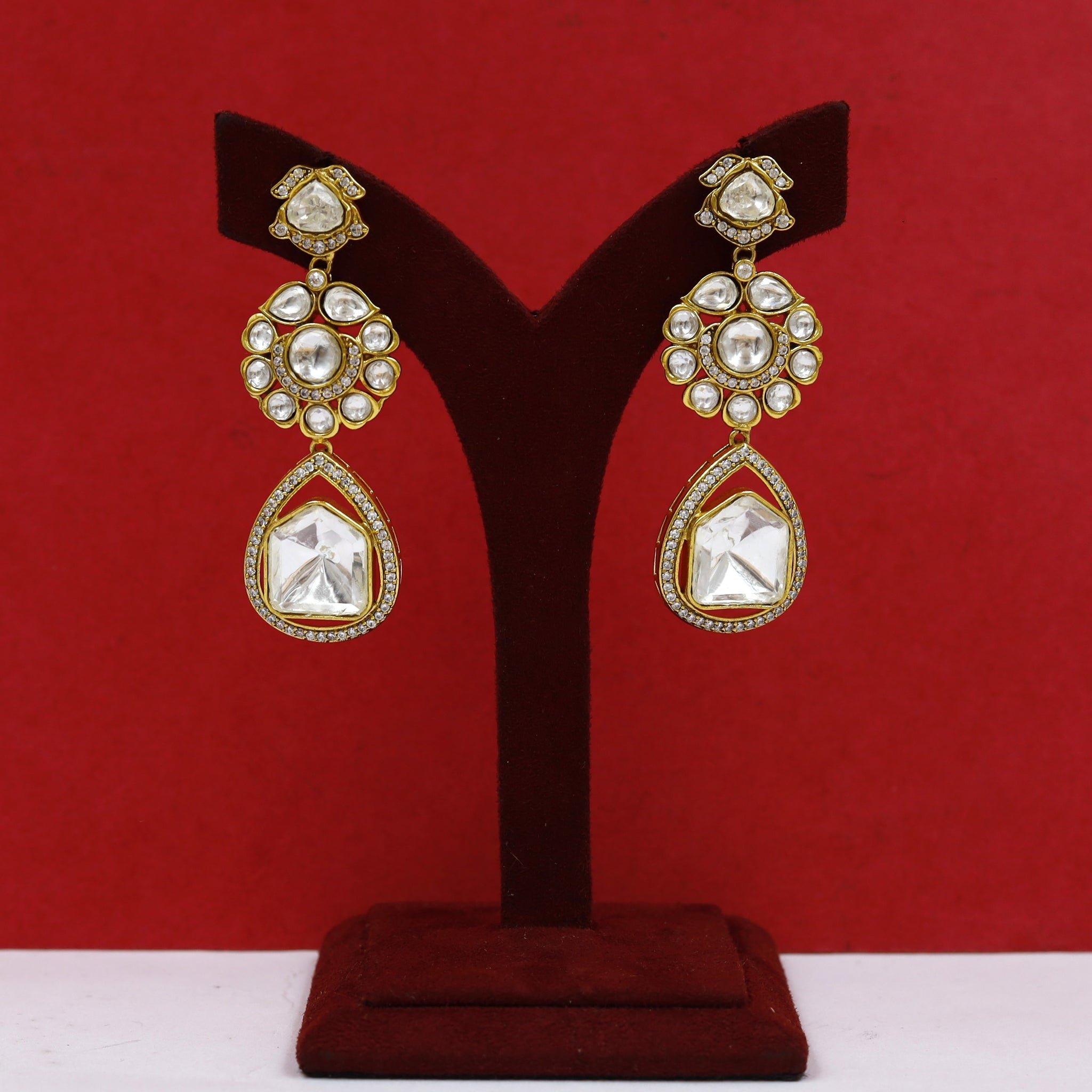 Sabyasachi Inspired Round Neck Kundan Necklace Set 10580-87