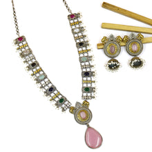 Long Neck Oxidized Necklace Set 15407-59