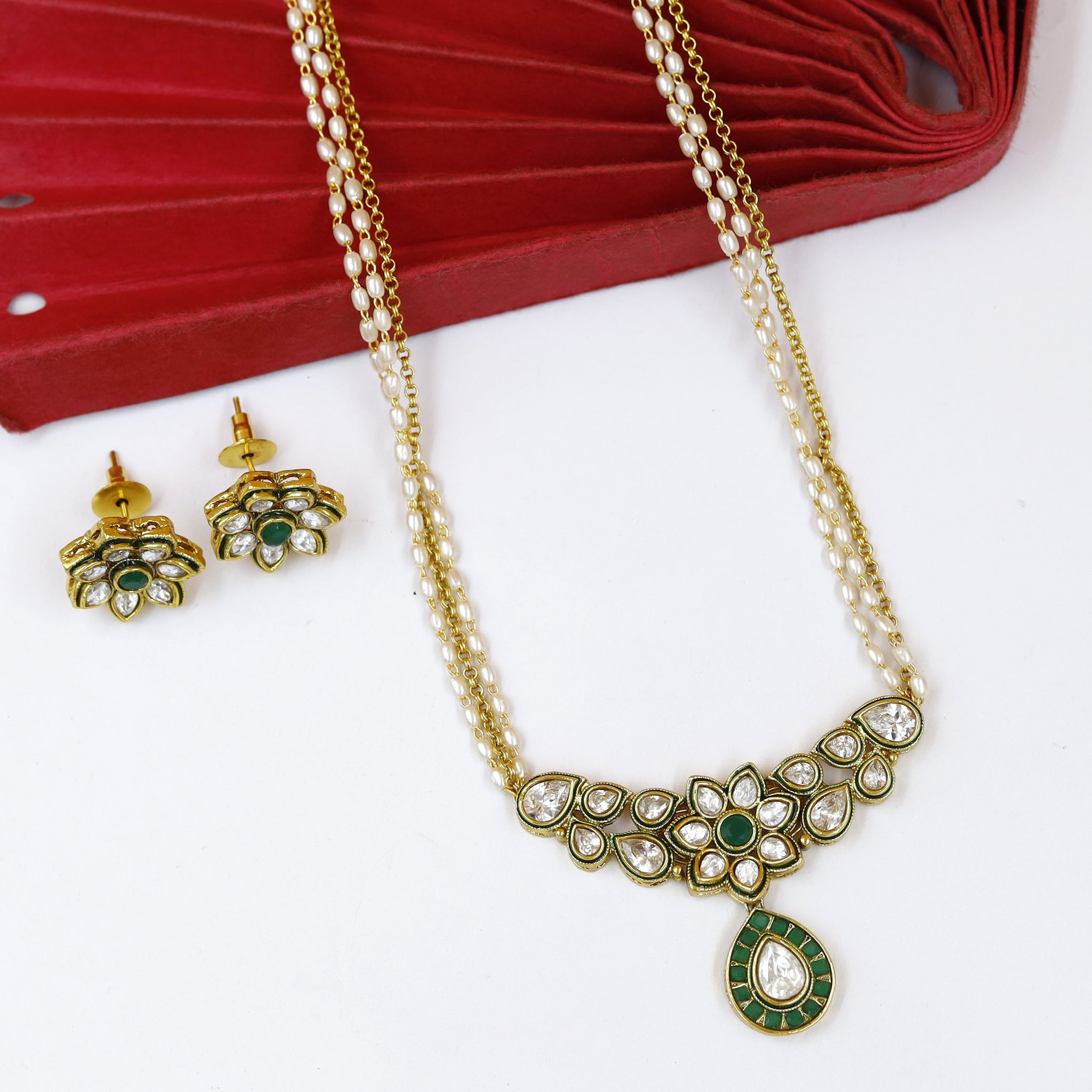 Light Polki Pendant Set 18231-21