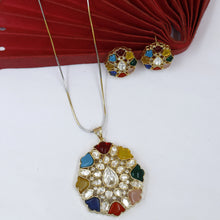 Sabyasachi Inspired Multi Color Kundan Pendant Set 18272-89