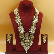 Antique Gold Plated Long Neck Temple Necklace Set 10060-28