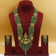 Antique Gold Plated Long Neck Temple Necklace Set 10060-28