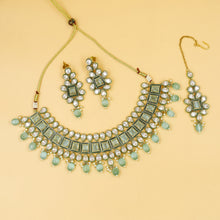 Mint Green Polki Necklace Set 19717-7330