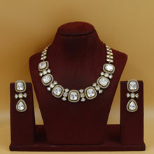Moissanite Round Neck Kundan Necklace Set 19083-87