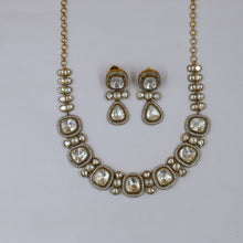 Moissanite Round Neck Kundan Necklace Set 19083-87