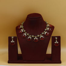 Moissanite Round Neck Kundan Necklace Set 19084-87