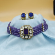 Moissanite Choker Kundan Necklace Set 19077-87