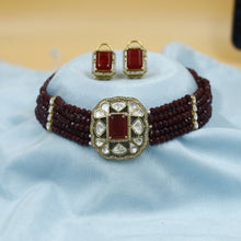 Moissanite Choker Kundan Necklace Set 19077-87