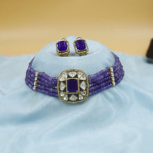 Moissanite Choker Kundan Necklace Set 19077-87
