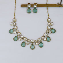 Moissanite Round Neck Kundan Necklace Set 19085-87