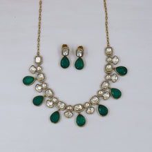 Moissanite Round Neck Kundan Necklace Set 19085-87