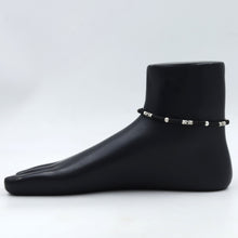Silver Black Thread Anklet 10897-20