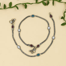 Ruby Green Silver Anklet 8512-2405