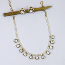 Moissanite Round Neck Kundan Necklace Set 19074-87