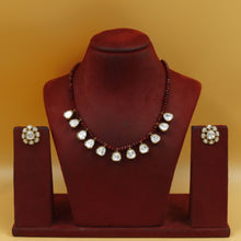 Moissanite Round Neck Kundan Necklace Set 19074-87