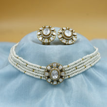 Moissanite Choker Kundan Necklace Set 19076-87