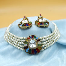 Moissanite Choker Kundan Necklace Set 19080-87