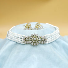 Choker Pearl Zircon/AD Necklace Set 19135-31