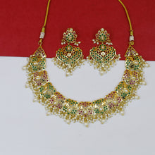 Round Neck Jadau Necklace Set 19227-48