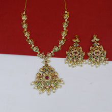 Round Neck Jadau Necklace Set 19229-48