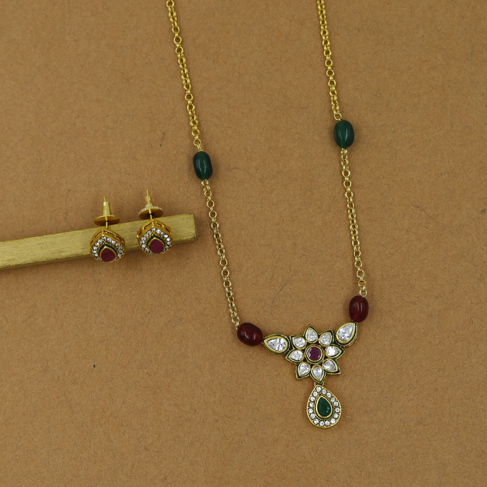 Light Polki Pendant Set 7732-21