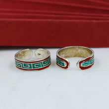 Pure Silver 925 Hallmarked Ruby Green Silver Toe Ring