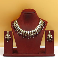 Antique Gold Plated Round Neck Kundan Necklace Set 19236-28