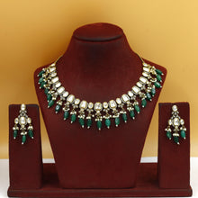 Antique Gold Plated Round Neck Kundan Necklace Set 19236-28