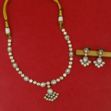 Antique Gold Plated Round Neck Kundan Necklace Set 19239-28