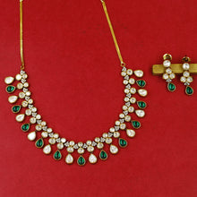 Antique Gold Plated Round Neck Kundan Necklace Set 19244-28