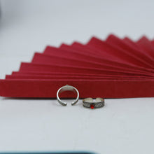 Pure Silver 925 Hallmarked  Red Toe Ring 7034-1225