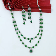 Round Neck Zircon/AD Necklace Set 17576-31