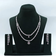 Round Neck Zircon/AD Necklace Set 17576-31