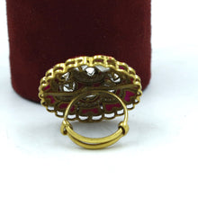 Antique Gold Plated Kundan Ring 18168-68