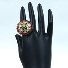 Antique Gold Plated Kundan Ring 18168-68