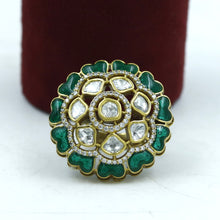 Antique Gold Plated Kundan Ring 18168-68