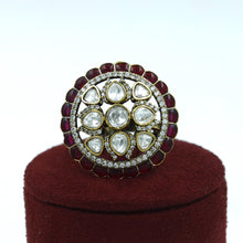 Antique Gold Plated Kundan Ring 18169-68