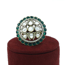 Antique Gold Plated Kundan Ring 18169-68