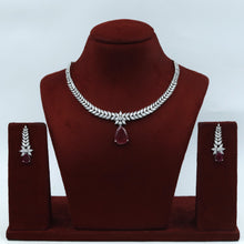 Round Neck Zircon/AD Necklace Set 18057-69
