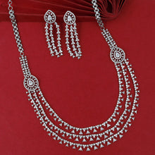 Round Neck Layered Zircon/AD Necklace Set 18065-69