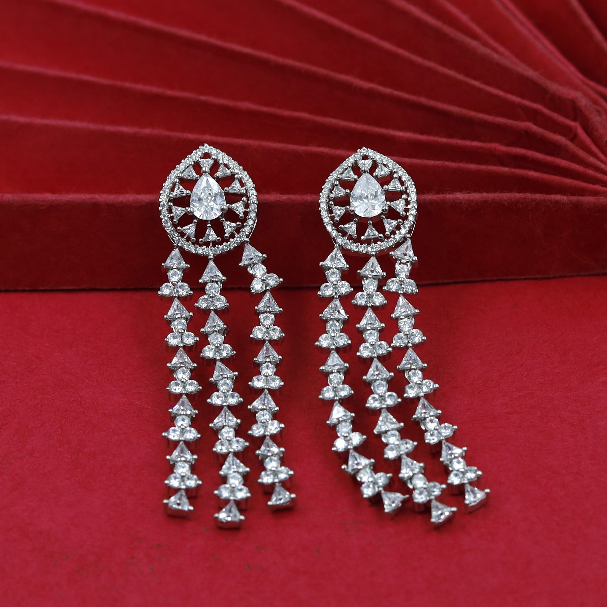 Round Neck Layered Zircon/AD Necklace Set 18065-69